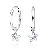Shinning Star CZ Silver Hoop Earring HO-1662